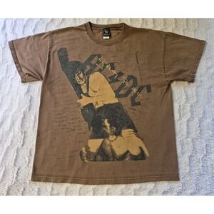 Vintage ACDC T Shirt Highway To Hell 2005 Mens Large Brown All Over Tour Concert
